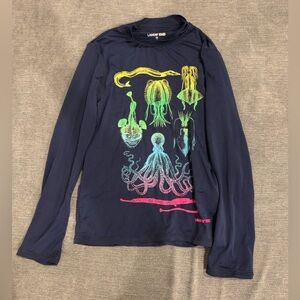 Lands' End Navy Kids Rashguard with Neon Sea Creatures